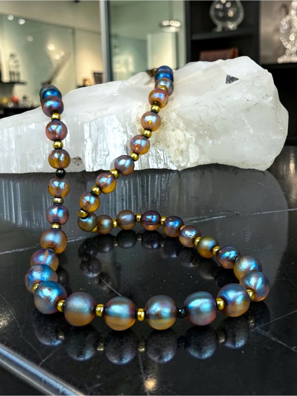 Antique WMF Myra Krystall Art Glass Bead Necklace ORIGINAL 18"